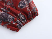Blusa de Mujer OUWU 2025 Cuello Redondo, Manga Abombada, Estampado Floral, Botones - details 7