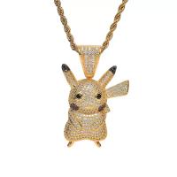 Nuevos collares de estilo europeo y americano con personajes de dibujos animados y anime, material de circonio sintético, accesorios de diamantes realistas y adornos de cantantes de rap de moda. - details 4