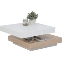 Cuadrada, Material Compuesto de Madera, Tablero Giratorio en 360° ° , Roble Blanco/Roble Sonoma, 67 x 67 x 35 cm - details 3