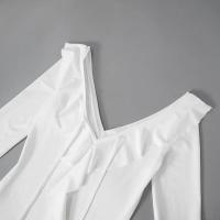 Vestido Blanco Con Volantes Y Cuello En V Profundo Para Mujer, Manga Larga Acampanada, Vestidos Cortos Para Fiesta En La Playa - details 3