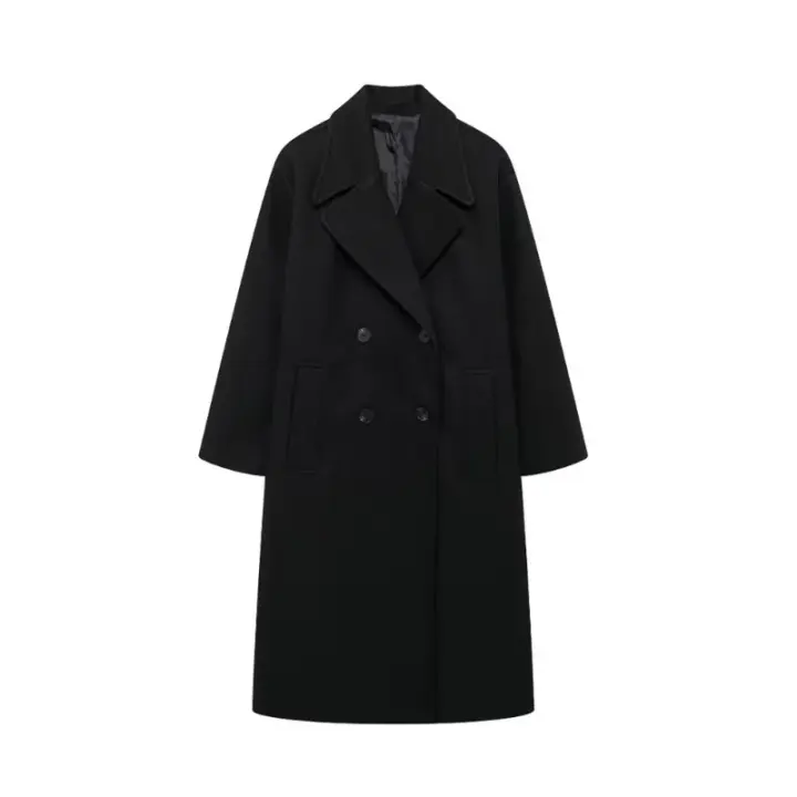 Nuevo Otoño 2024 chaqueta holgada suave de lana con solapa de manga larga con doble botón europeo y americano - 1