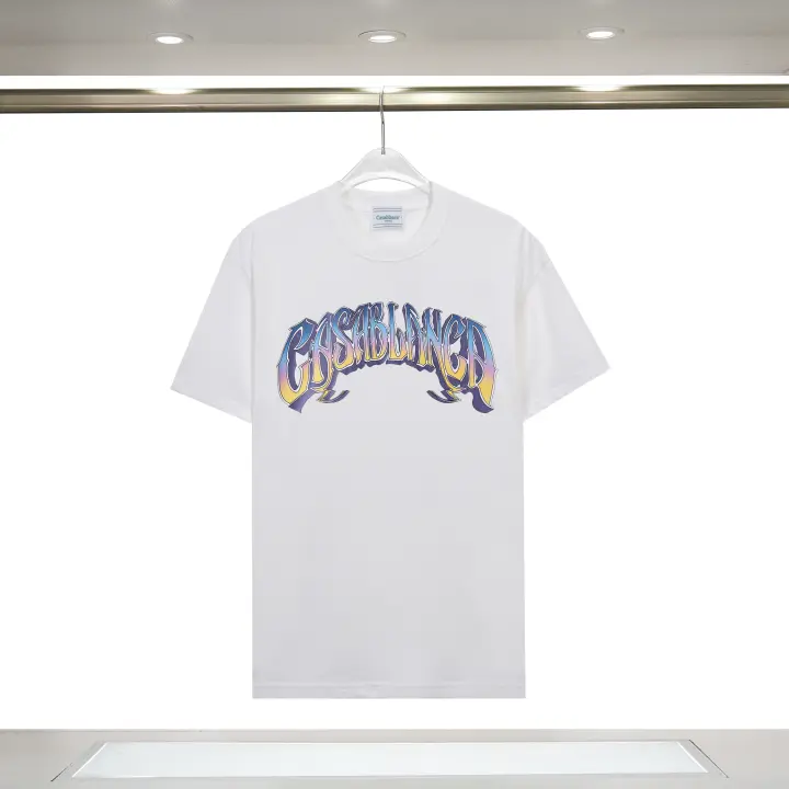 Nueva colección de verano con logotipo impreso frontal, camiseta deportiva de algodón puro con cuello redondo para hombre, camisa informal de estilo básico para pareja - 1