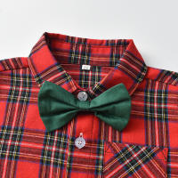 Ropa para niños, nuevo cárdigan de algodón con cuello vuelto de manga larga a cuadros para niños, conjunto de monos, estilo moderno - details 4