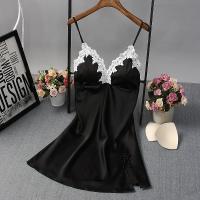 Camisón de satén chino para mujer, ropa de dormir Sexy, bata de baño de encaje, vestido de noche informal para el hogar, novedad de verano - details 4