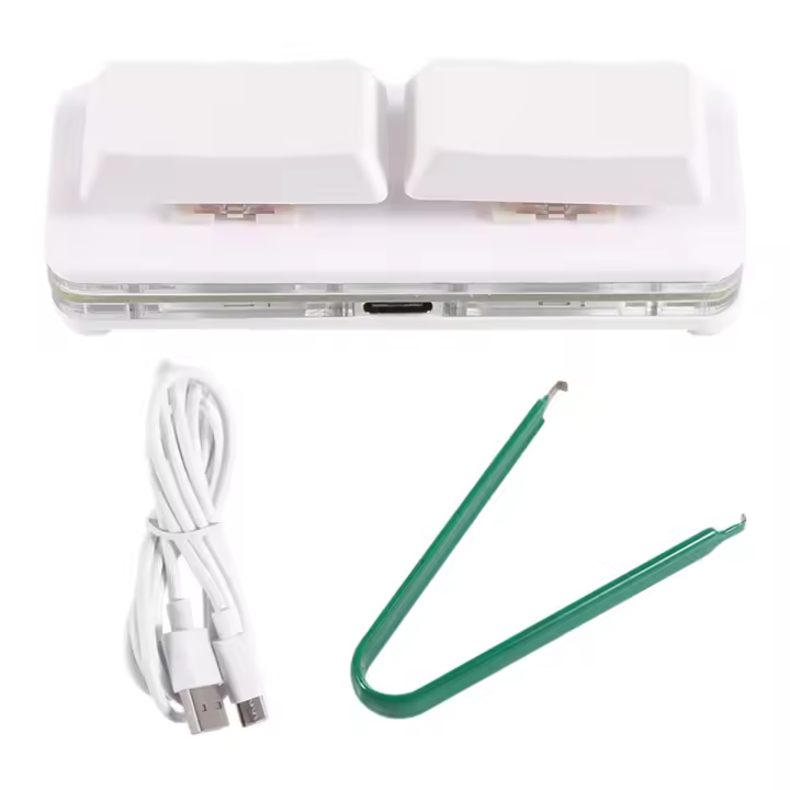 Teclado de atajo personalizado de 2 teclas, USB, eje mecánico intercambiable en caliente, cable para entrar en el espacio, teclado de corte de pantalla personalizado, blanco - 1