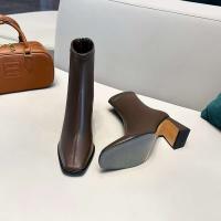 Zapatos de mujer de gran tamaño, tobillo de tacón de bloque cuadrado con cremallera, botas elásticas finas francesas - details 2