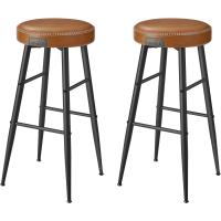 Juego de 2 Taburetes de Bar Taburetes de Cocina, Taburetes de Desayuno, Cuero Sintético con Costuras 76,2 cm de Alto, Silla Comedor, Fácil Montaje, Negro - details 38