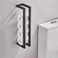 Toallero de rollo de hotel de baño de doble propósito de acero inoxidable negro montado en la pared, estante de papel higiénico - details 6
