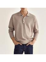 Botones de cuello en V de manga larga de otoño, polo superior casual para hombre. - details 5
