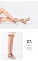 Tacones Altos con Tachuelas Verano 2025 Willow Tacón Fino Sandalias de Punta Negra con Tira de Dos Anillos de Cuero Charol Versátiles Zapatos Individuales. - details 24