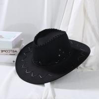 Fashion Unisex Suede Cowboy Hat Fancy Dress Jazz Hat Western Style Wide Brim Felt Fedora Hat Panama Cap Headwear Cap - details 5