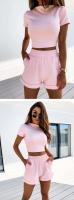 Conjunto de Pantalones Cortos Delgados de Moda Verano 2024 Top Corto Ajustado de Color Sólido y Shorts Estilo Callejero para Mujeres - details 16