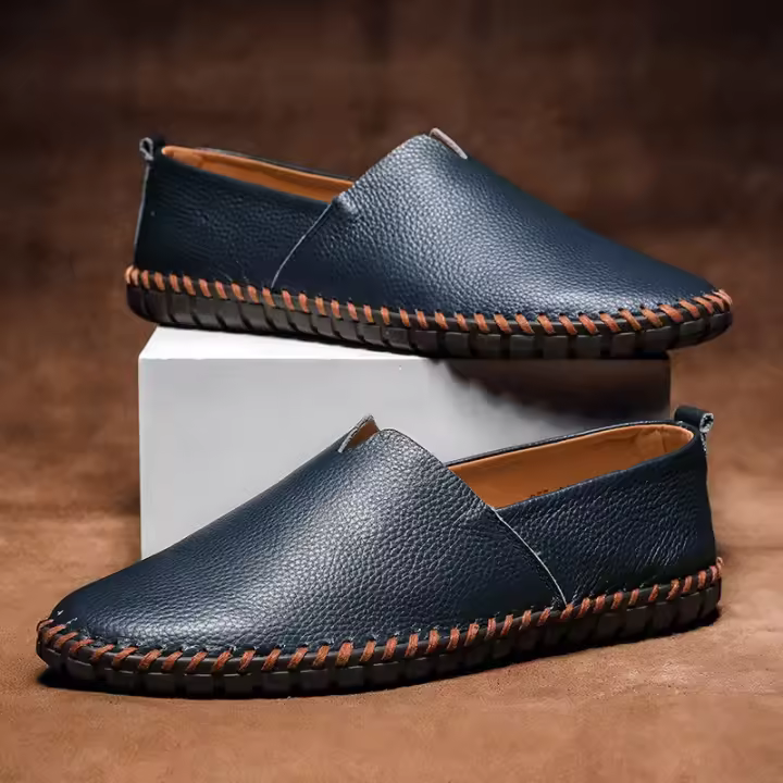 Zapatos informales para hombre, calzado de moda para perezosos, zapatos de conducción transpirables de caña baja, zapatos de cuero de talla grande para hombre - 1