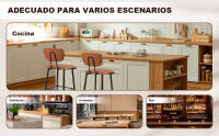 Taburete Alto de Cocina, Taburete de Cocina con Respaldo de Polipiel, Silla Alta para Barra, Comedor y Salón, Negro, Marrón - details 2