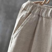 Pantalones de mujer de lino y algodón pantalones hasta el tobillo elásticos casuales sueltos primavera / verano - details 6