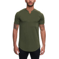 Compression Quick Dry T-shirt Men Running Sports Skinny Short TShirt V-neck Gym Clothing Fitness Bodybuilding Workout Tops Tees - details 5