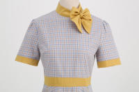 Vestido largo Retro de Navidad, cuello de pie, lazo de corbata, a cuadros, grande - details 13