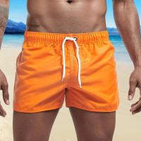 Pantalones cortos de surf de playa para hombre, cintura elástica de tiro bajo, cordón, ribete lateral irregular transpirable, traje de baño, verano - details 6