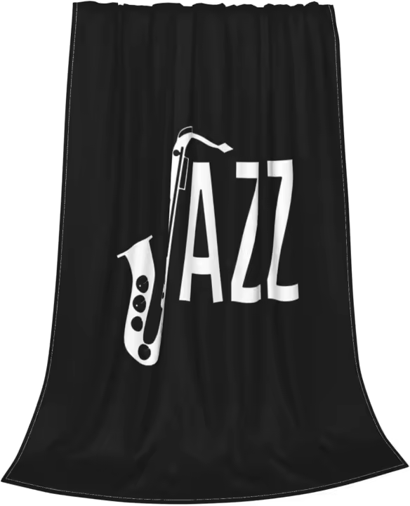 Manta con logotipo de saxofón jazz_manta de franela resistente al Pilling, aire acondicionado, dormitorio, tres tamaños - 1