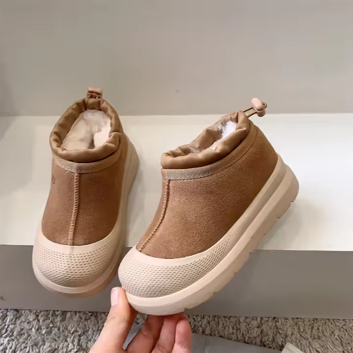 Botas de nieve para niños, forro polar, tubo bajo engrosado, zapatos de algodón para niñas, botas cortas - 1