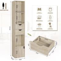 Estantería para Libros de Pie, Librería Vertical con 3 Compartimentos Abiertos, 2 Cajones y 1 Armario, Libreria Blanca de Almacenaje para Oficina, Salón, Dormitorio, Cocina, 30x24x158cm - details 20