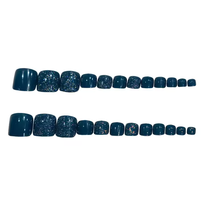 Uñas postizas portátiles con purpurina azul, ble y nunca se parten, cómodas, para actuaciones en escenario - 1