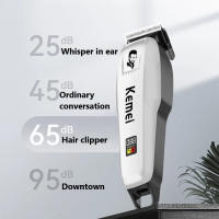 Kemei-cortadora eléctrica inalámbrica profesional para hombre, máquina para cortar el pelo, recargable por USB, con pantalla LCD - details 6