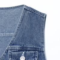 PB & ZA 2025 slim fit cuello en V casual versátil sin mangas chaleco corto de mezclilla top novedad de verano ropa de mujer - details 9