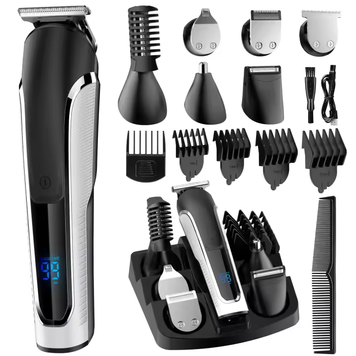 Afeitadora de Barba para Hombres Kit de Aseo para Todo en Uno con Tijeras de Pelo IPX7 Lavable Afeitadora Eléctrica para Hombres Regalos - 1