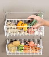 Estante de iluminación de cocina, cestas para colgar en la pared para frutas, verduras, cebollas, jengibre y O, no requiere perforación - details 5