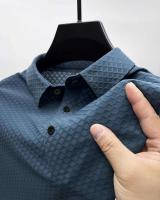 Polo de seda helada para hombre, camiseta de manga corta de malla transpirable de alta gama, ropa deportiva informal de color sólido de alta calidad - details 17