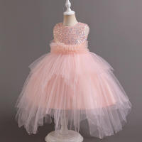Vestido de noche para niños con flores, pasarela, princesa, niña, tul hinchado, presentadora, actuación de Piano - details 18