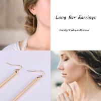 Pendientes de Palo Geométrico de Estilo Punk de 14K Oro-Plata Largos y Gruesos para Mujeres - details 2