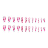 24 Piezas De Uñas Postizas De Ballet Largas En Forma De French Con Diseño De Amor Simple Costura Y Red En Las Yemas +1 Pegamento De Uñas +1 Archivo De Uñas Material De Resina - details 4