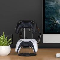 Soporte de exhibición acrílico de 2 capas para mando de juegos, transparente, con soporte para auriculares, colgador, controlador de juego inalámbrico, ahorro de espacio - details 1