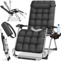 Tumbona Plegable y Resistente |   Silla de Jardín, Capacidad de 200 kg, Acolchado Ergonómico Extra Ancho, Respaldo Ajustable, Almohada para el Cuello y Portavasos Beige - details 18