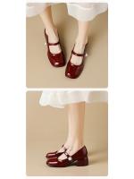 Zapatos Mary Jane de suela gruesa para mujer, zapatos franceses retro de cuero con una tira, zapatos de tacón grueso para mujer - details 4