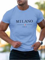 Camiseta holgada deportiva informal de verano para hombre, camiseta de manga corta con cuello redondo y estampado MILANO, cómoda para compras - details 2