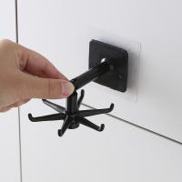 Gancho de puerta autoadhesivo de seis garras montado en la pared giratorio de 360 grados colgador de ropa toallero organizador de cocina - details 7