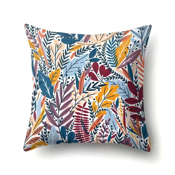 45*45cm hogar dormitorio sala de estar sofá decoración planta Tropical estampado de hojas de arco iris funda de almohada - 1