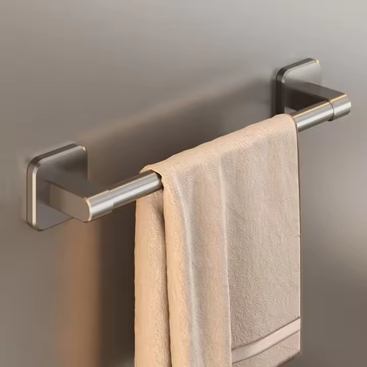 Toallero autoadhesivo sin perforación, barra de toalla de aleación de aluminio, estantes de baño para el hogar, nuevo - 1