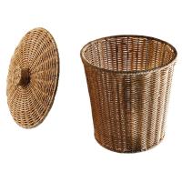 Cubo de basura de mimbre con tapa, cesta tejida redonda para residuos, cesta de almacenamiento - details 8