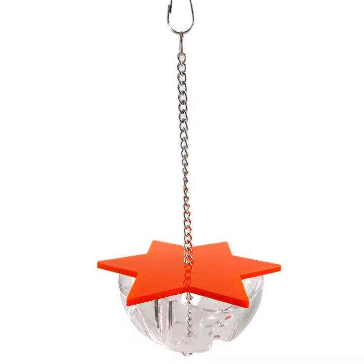 Juguetes colgantes para morder pájaros, estrella Hexagonal acrílica, caja de comida creativa para loros, fácil instalación multicapa, alimentador de forrajeo de aves - 1