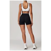 Top deportivo sin costuras con bloques de color y logotipo personalizado para mujer, top corto informal con cuello en V, chaleco clásico sin mangas - details 10