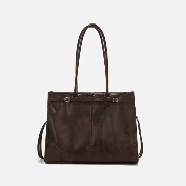 Nueva moda de las mujeres bolso de mano estilo fresco picante aceite cera cuero gran capacidad versátil bolso de hombro mensajero. - 1