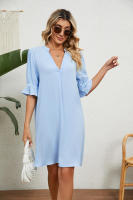 Vestido túnica para mujer, corto de verano, elegante blusa, informal, holgado, con mangas medias - details 4