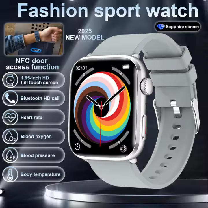 Nuevo reloj inteligente multifuncional para hombre de 1,81 pulgadas para medir la presión arterial, detección de frecuencia cardíaca, llamada Bluetooth resistente al agua IP68, detección de HRV de salud para mujer, reloj para mujer - 1