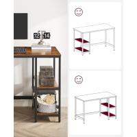 Escritorio con 2 Estantes a la Izquierda o a la Derecha, Mesa de Trabajo, para Salón Oficina, Estructura de Acero, Industrial, Marrón Rústico y Negro Tinta LWD47X - details 1