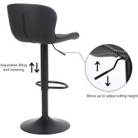 Taburetes Altos de Cocina Juego de 2, Taburete de Bar Regulable en Altura, Taburete Alto con Resalto y Reposapiés, Taburete Giratorio Moderno, Negro - details 5