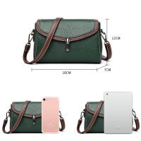Bolso de hombro de cuero PU para mujer, bandolera de gran capacidad con solapa pura, Simple, a la moda, Color sólido - details 22